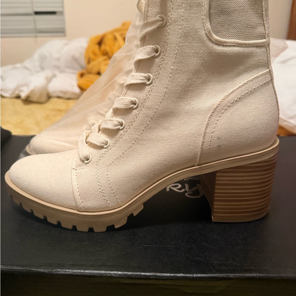 Dolce Vita Cream Lace Up Boots
